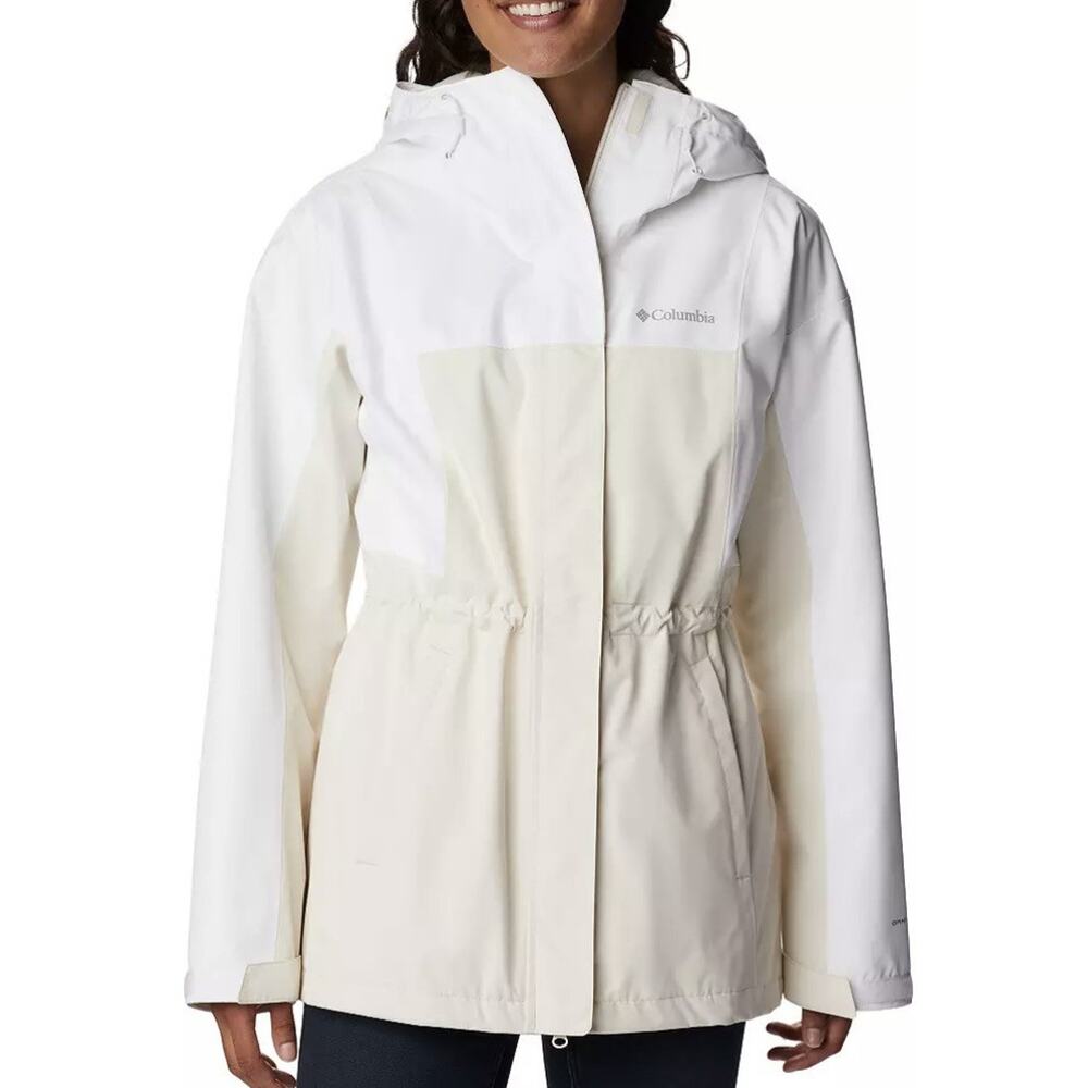 [WOMENS Small] Columbia Hikebound Long Jacket Tan White S Waterproof Lightweight - Picture 2 of 12